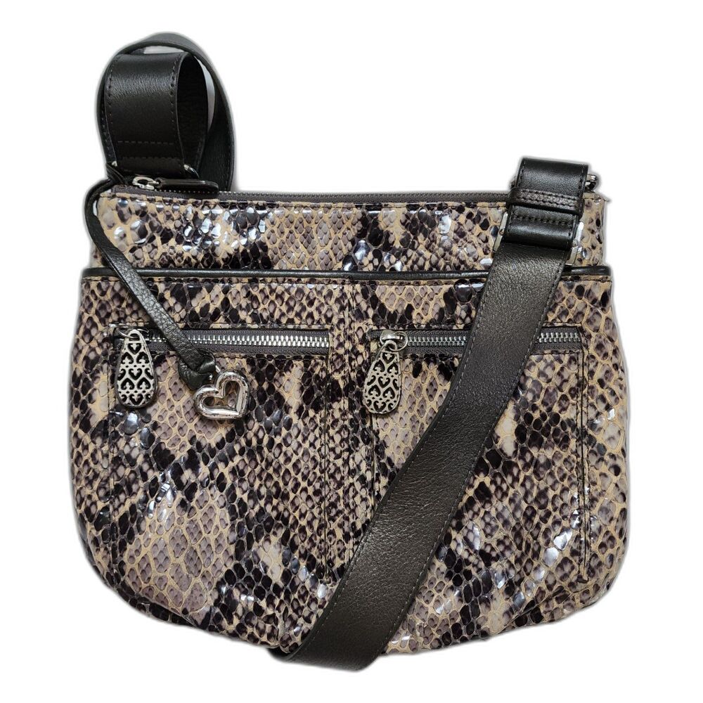 Brighton Faux Python Snakeskin Handbag Crossbody - image 1